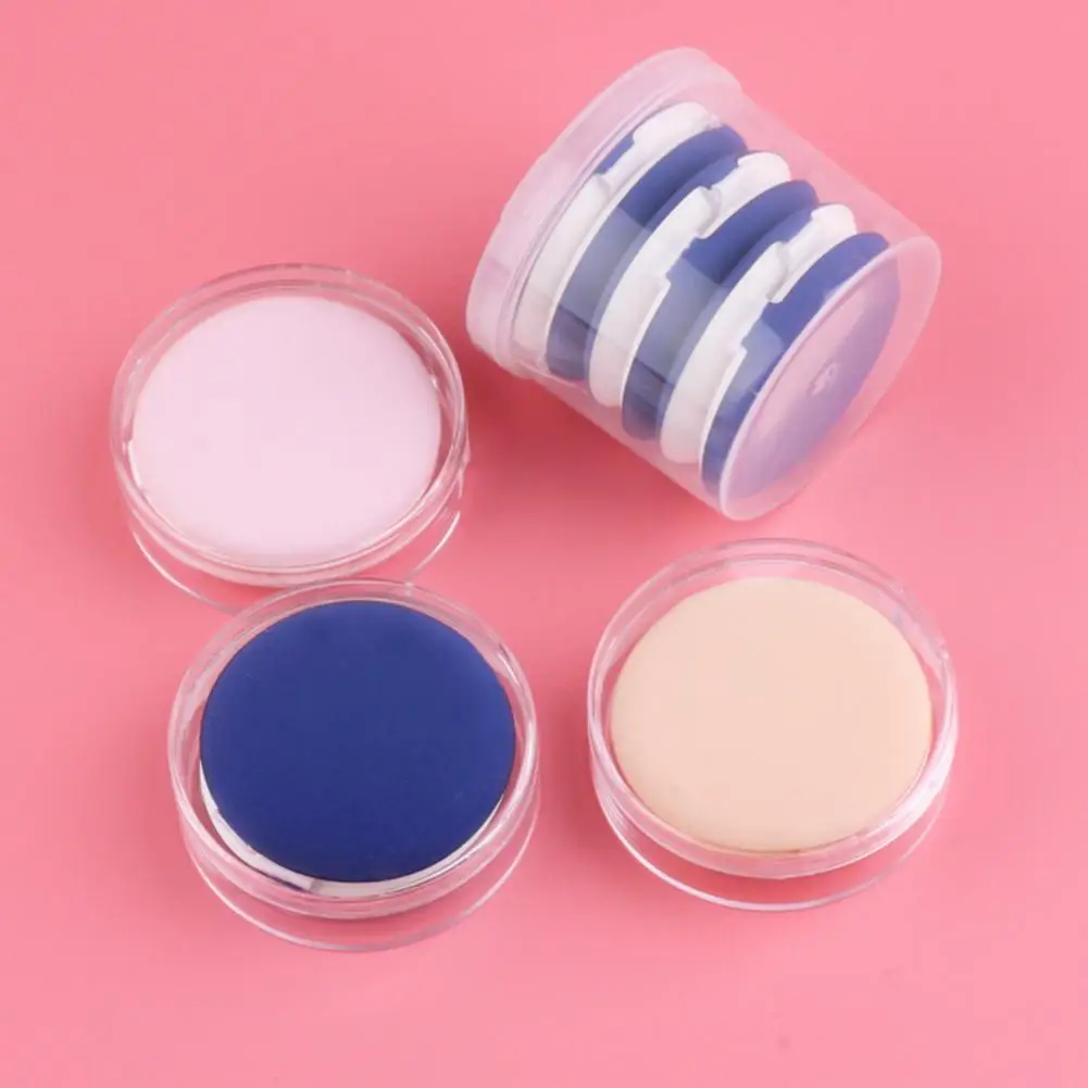 Makeup Powder Puff Box Clear Empty Stackable Waterproof Storage Plastic Round Shaped Air Cushion Box