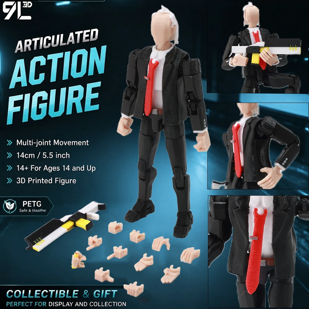 9L3D Articulated Action Figure Tiant13 Dummy13 White Hair Secret Agent Director Black Fully PETG Ornament Collectible Toys Gifts