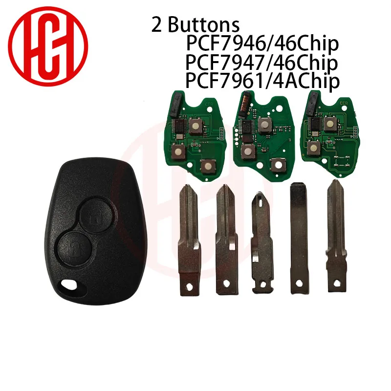 

4A Chip/46 Chip 2 Buttons For Renault /Kangoo II /Clio III Duster Modus Twingo DACIA Logan Remote Car Key 433MHz PCF7961/46/47