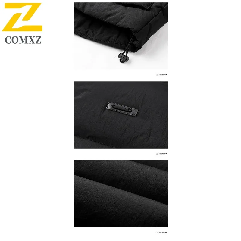 سترة COMXZ الدافئة القصيرة عالية الجودة ومريحة للسفر معطف باركر ملابس الشارع خفيفة الوزن مبطنة ملابس للرجال