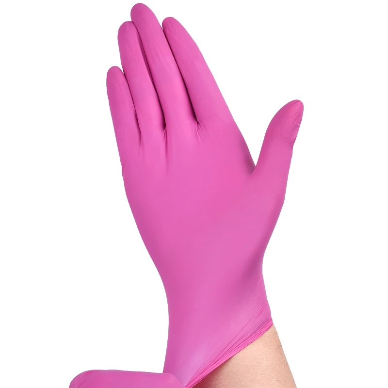20/100PCS Pink Nitrile Disposable Gloves Latex Free Cleaning Gloves for Kitchen Cooking Household Beauty Petcare Hair Dye Gloves