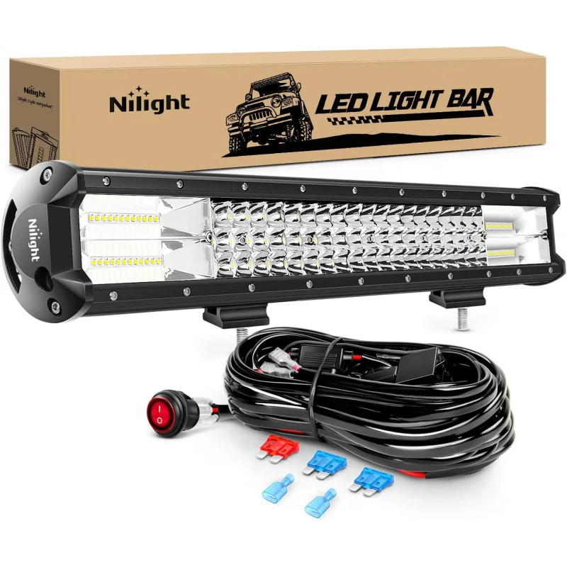 

LED Light Bar 20Inch 288W Flood Spot Combo 28800LM Off Road Driving Lighting with Wiring Harness for Trucks Tractor Trailer Pick