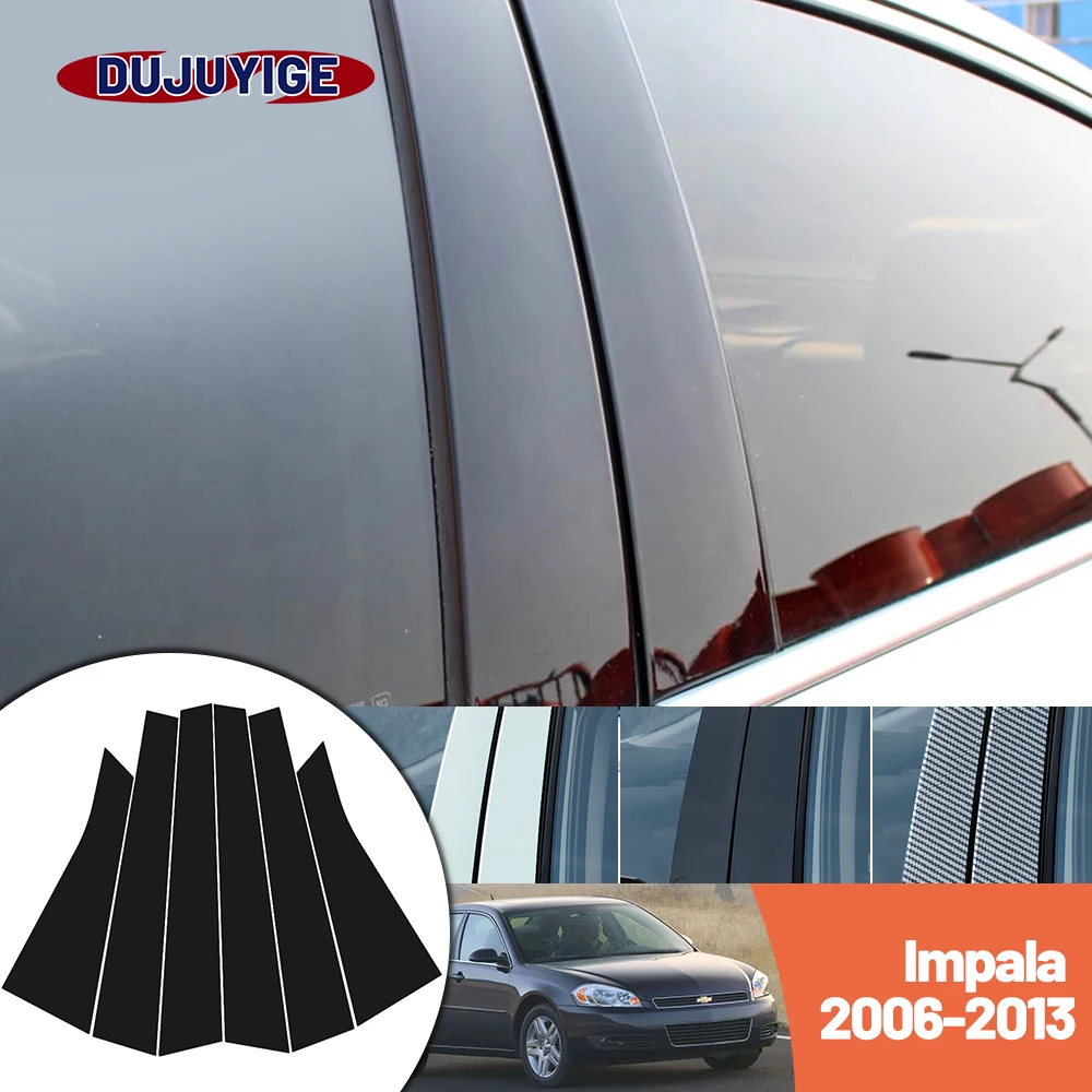 

Bright black carbon fiber door and window B C Pillar sticker suitable For Chevrolet Impala 2006-2013 2007 2008 2009 2010 2011