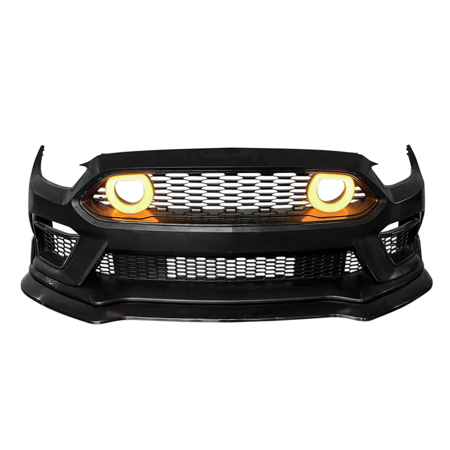 High Quality Mach1 Style Car Front Bumper  Lip Rear Diffuser Side Skirt  With Grille Light For Ford Mustang 2015-2017