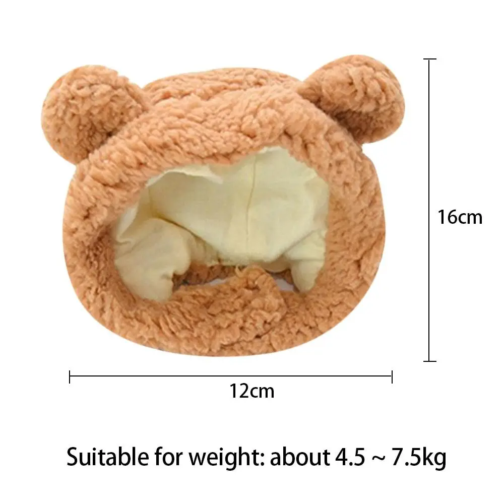 Cute Pet Accessories Comfortable Cat Hat Headgear Short Plush Bear Puppy Cap