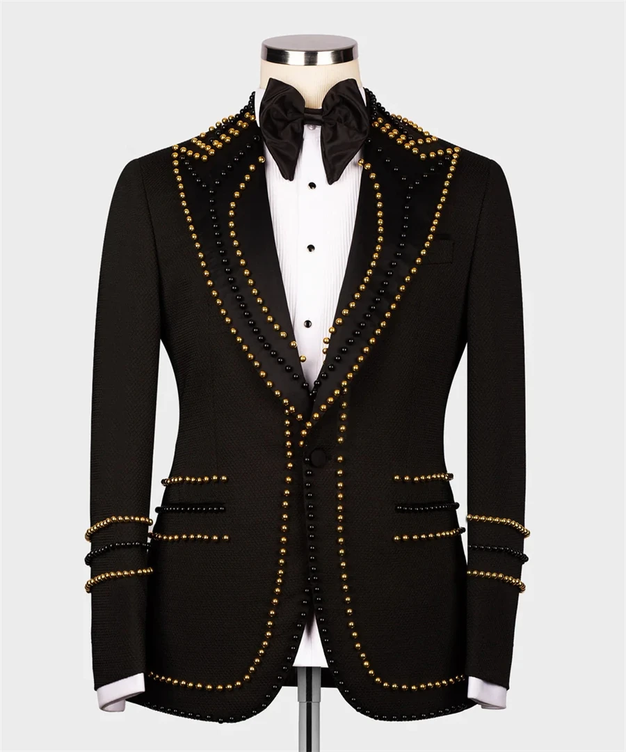 

Luxury Pearls Groom Tuxedo for Wedding Prom Double Vents Men's Blazer Only 1 Jacket