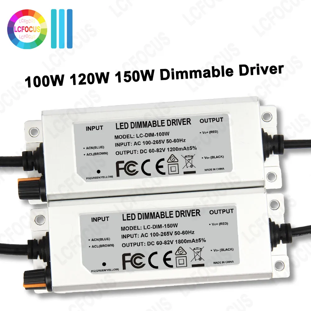 Waterproof 100W 120W 150W Dimmable LED Driver With Dimmer 1200mA 1500mA 1800mA DC 60-82V Palnt Grow Lighting Transformer