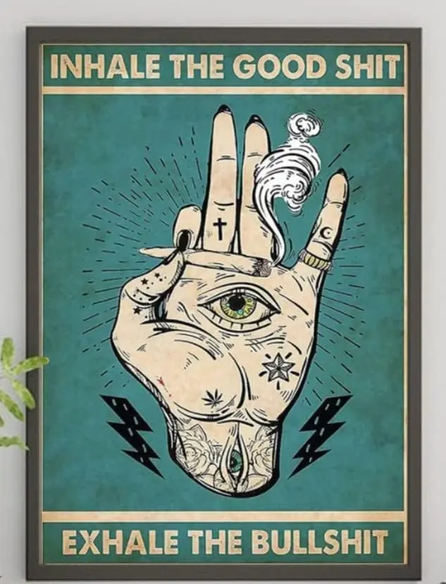 Retro Metal Tin Sign   Inhale The Good Shit Exhale The Bulls