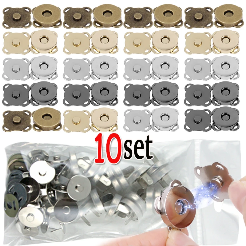 10Sets Bags Magnetic Snap Button Fasteners Clasps Buttons Handbag Purse Wallet Craft Bags Parts Mini Adsorption Buckle 14/18mm