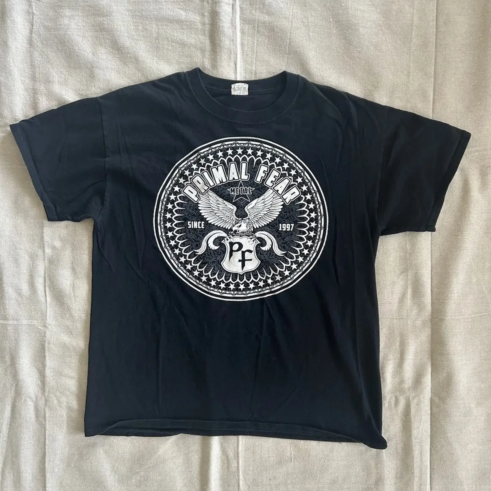 VTG 00s Primal Fear Band T Shirt Black Large Y2K German Speed Power Heavy Metal vintage Washed Top For Everyday Wear