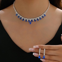 3pcs Women's Fashion Jewelry Set Crystal Earrings Necklace Wedding Banquet Party Luxury Accessories