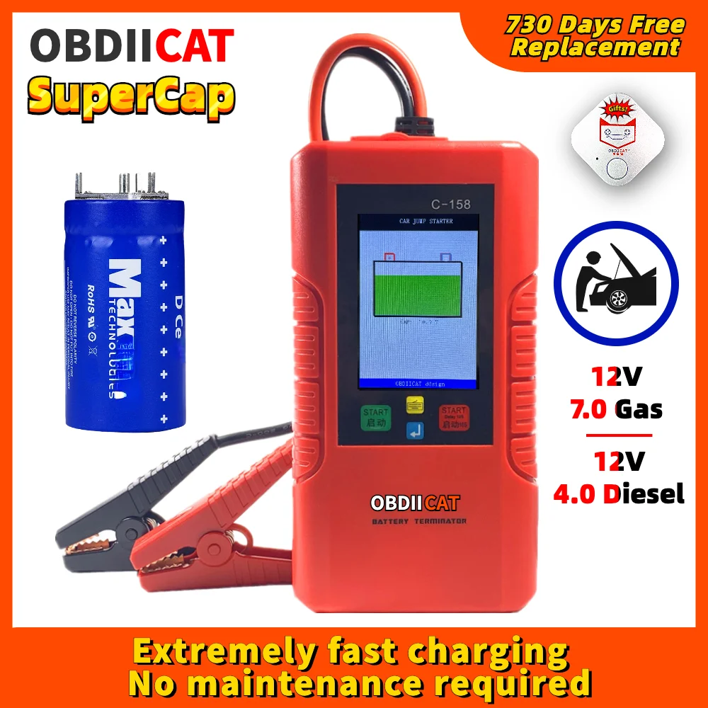 

OBDIICAT C158 12V Car Jump Starter Cars Booster Battery Starting Device Power Bank Portable Car Battery Charger ​car accesorries