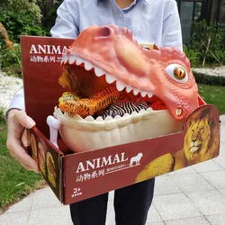 Large Tyrannosaurus Storage Box Set Pull Line Sliding Dinosaur Head Simulation Animal World Scene 3d Mat Kids Animal Model Toy