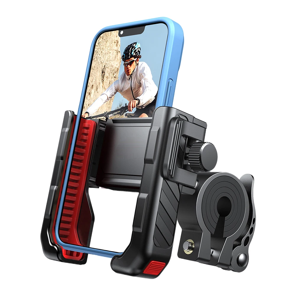 Metal Motorcycle Phone Holder Shockproof Cycling Phone Stand One-hand Operation Bicycle Phone Holder for Mobile Phone 4.7-7 Inch