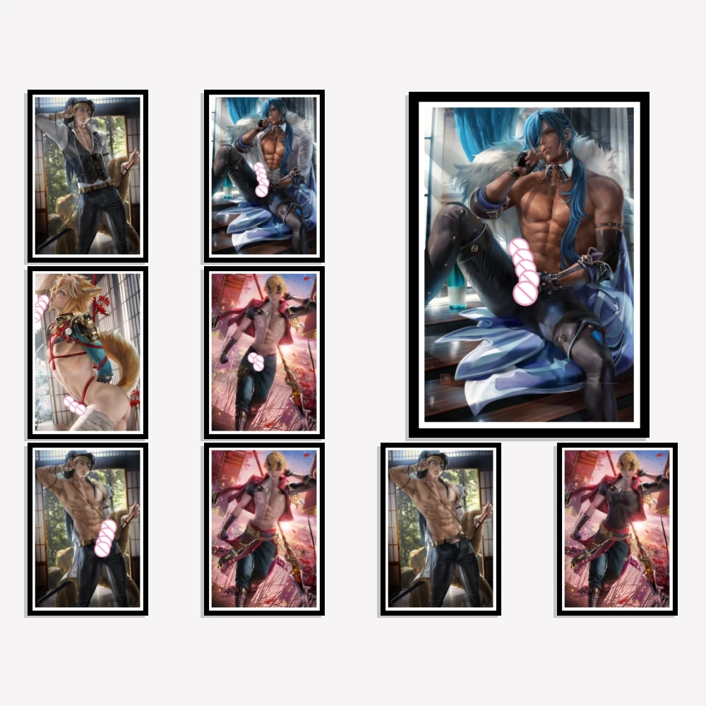 

Ban Game Kaeya Gorou Sexy Male Nude Genshin Impact Leon Noiz koga Thoma Art-Silk-Poster, Decoration, For Living Room