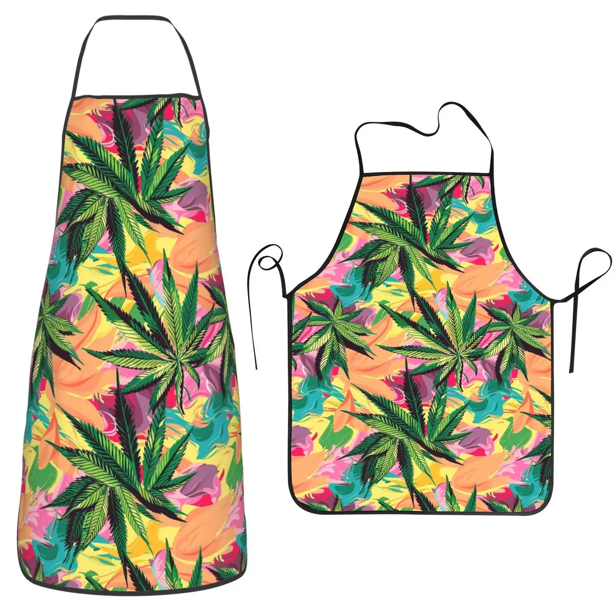 Marijuana Cannabis Weed Plants Aprons Chef Cuisine Tablier Sleeveless Bib Kitchen Cleaning Pinafore for Women Men Gardening