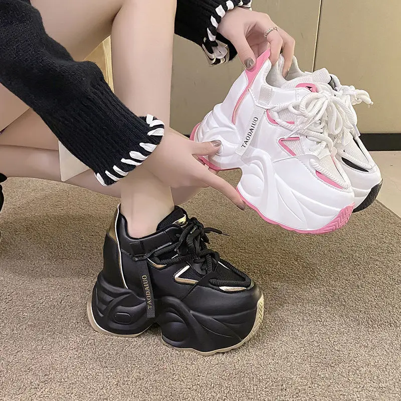 Spring and Autumn New Korean Versatile Women's Sneakers 10cm Height Boosting Soft Bottom Comfortable Casual Running Shoes view 4