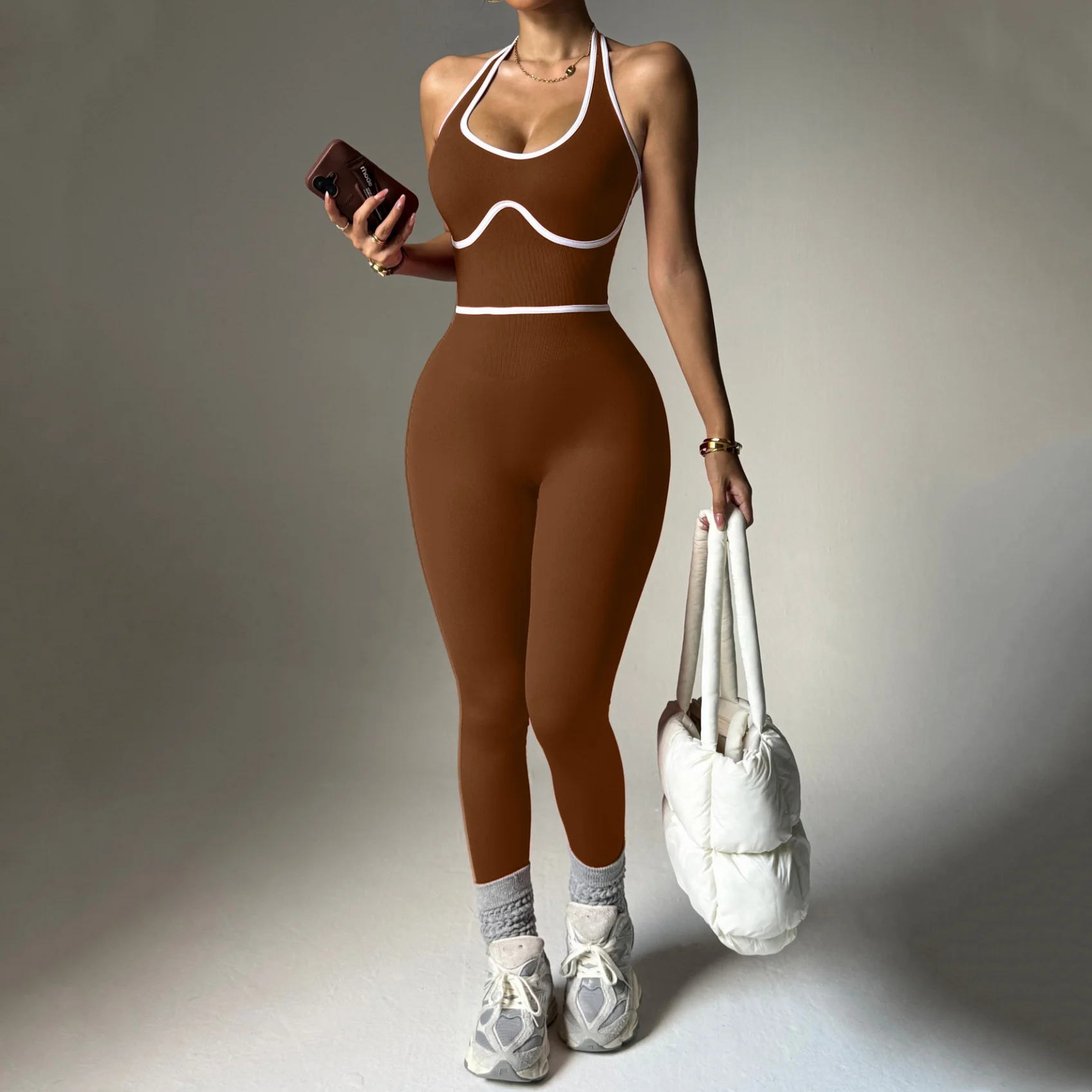 

Бесшовный комбинезон для йоги с высокой талией, женский спортивный костюм для фитнеса, цельный комбинезон-брюки, облегающая одежда для тренировок в спортзале