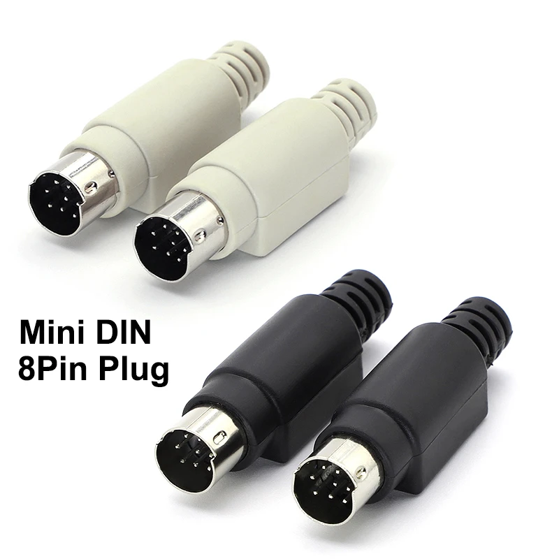 2pcs Mini DIN 8Pin Plug S terminal PLC connector MD8 Pin Male With Plastic Handle Adapter for Soldering Cables Connector DIY