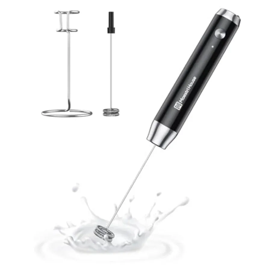

Rechargeable Milk Frother with Stand, LunaFro Handheld Electric Foam Maker Waterproof Detachable Stainless Steel Whisk Drink Mi