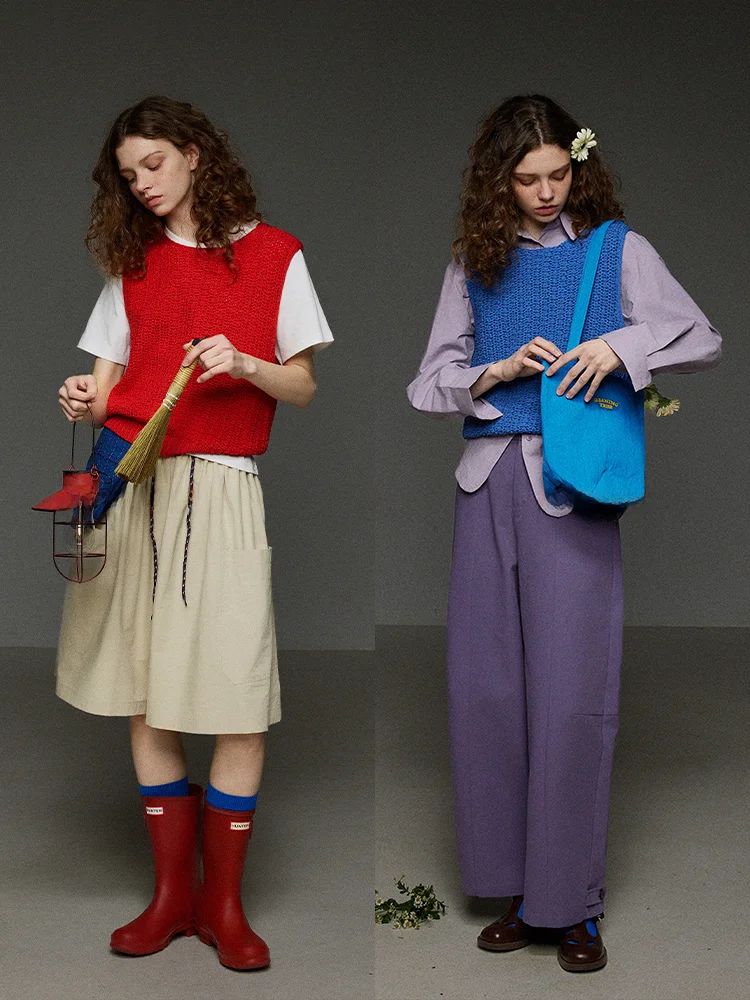 

Женский трикотажный жилет TNIT, весна 2025, модный свободный топ без рукавов, однотонный, для повседневной носки