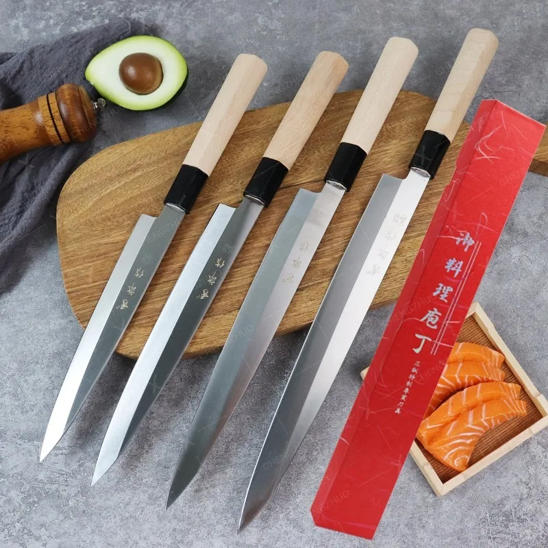 

Japanese Sashimi Knife Set Salmon Fish Fillet Sushi Knives Raw Slicing Stainless Steel Chef Santoku Kiritsuke Knives with Box