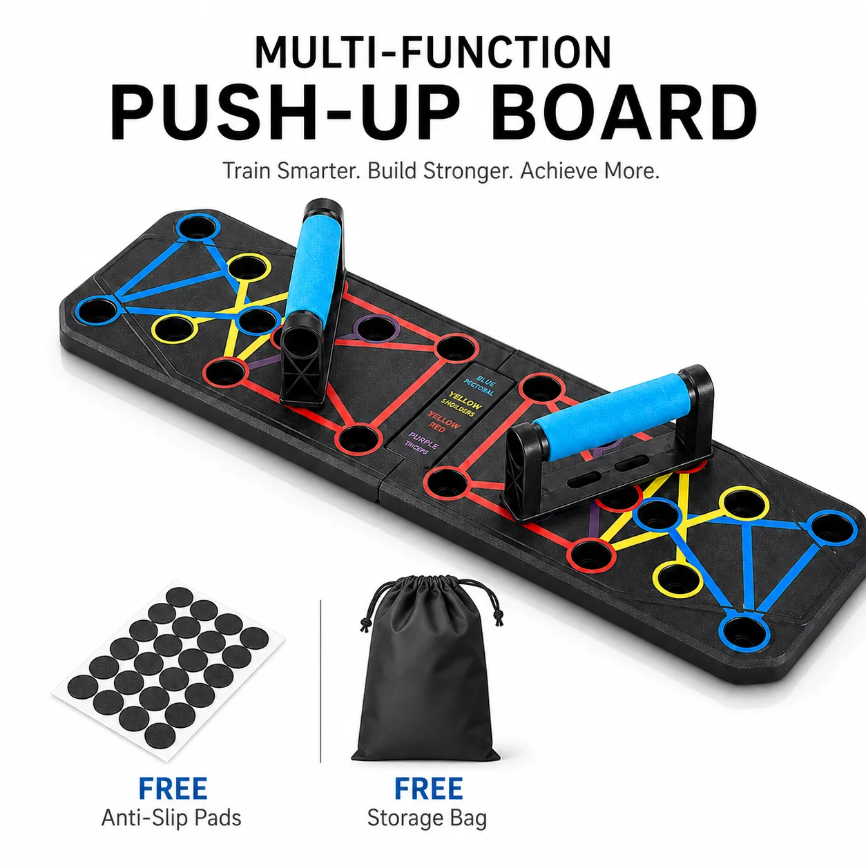 15-in-1 Foldable Push Up Board Set with Handles, Anti-Slip Pads & Storage Bag, Home Gym Chest Arm Back Workout Equipment