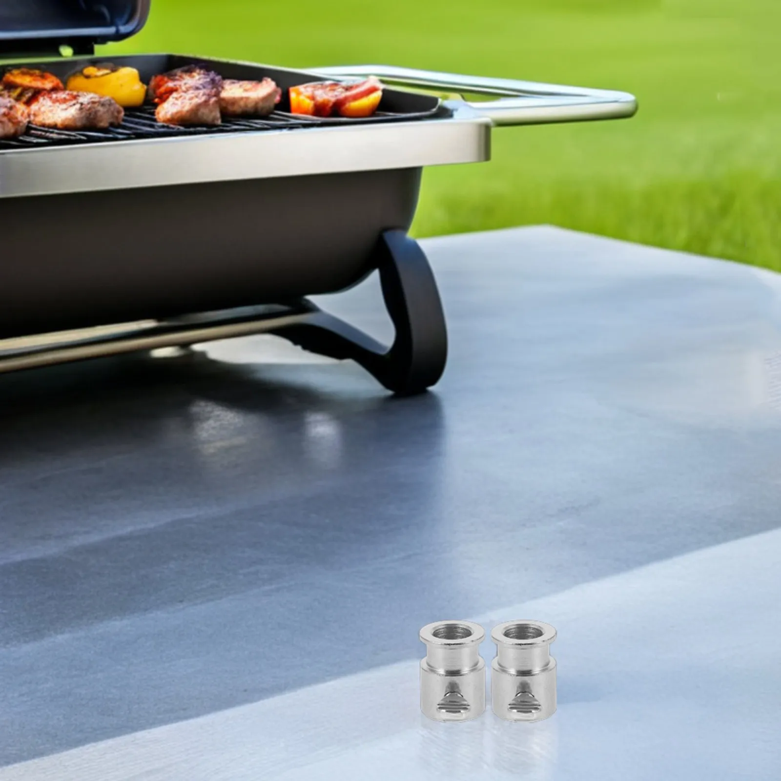 2Pcs Bbq Grill Accessories Rotisserie Spit Rod Roller Chrome Plated Meat Holder Barbecue Grill Accessories for Outdoor Bbq