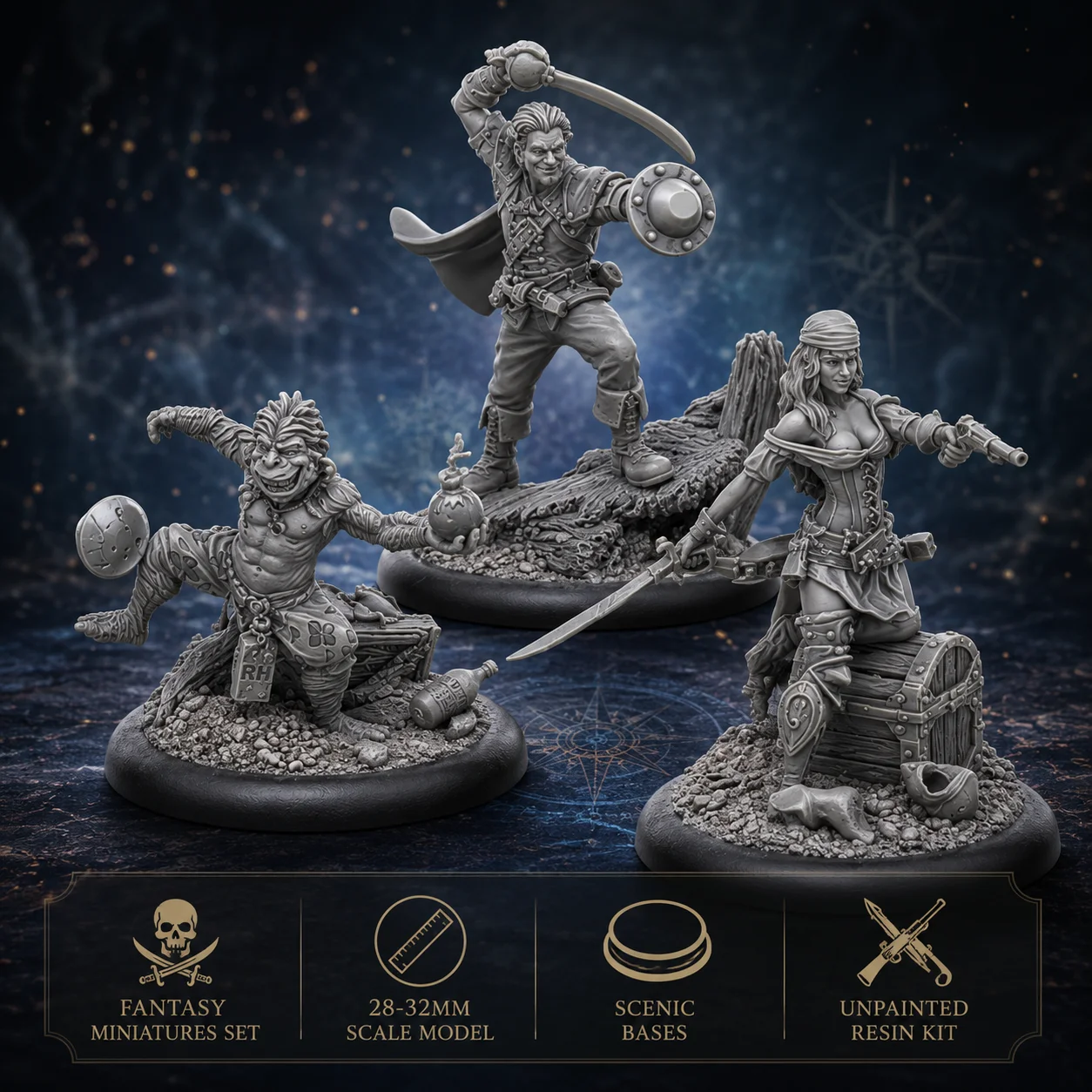Modellbausatz aus Druckgussharz, GK, Science-Fiction-Charakterserie 3 Personen, unbemalt (einschließlich Basis)