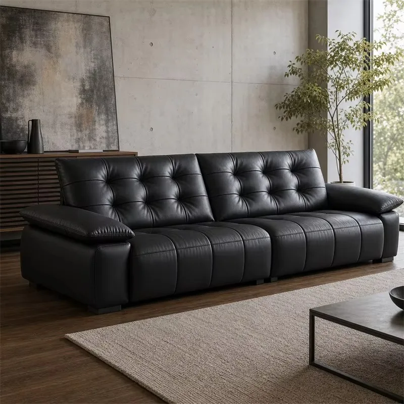 European Luxury Genuine Leather Modular Sectional Sofa Set Sponge Modern Design Eco-Friendly French Villa Living Room Sofa