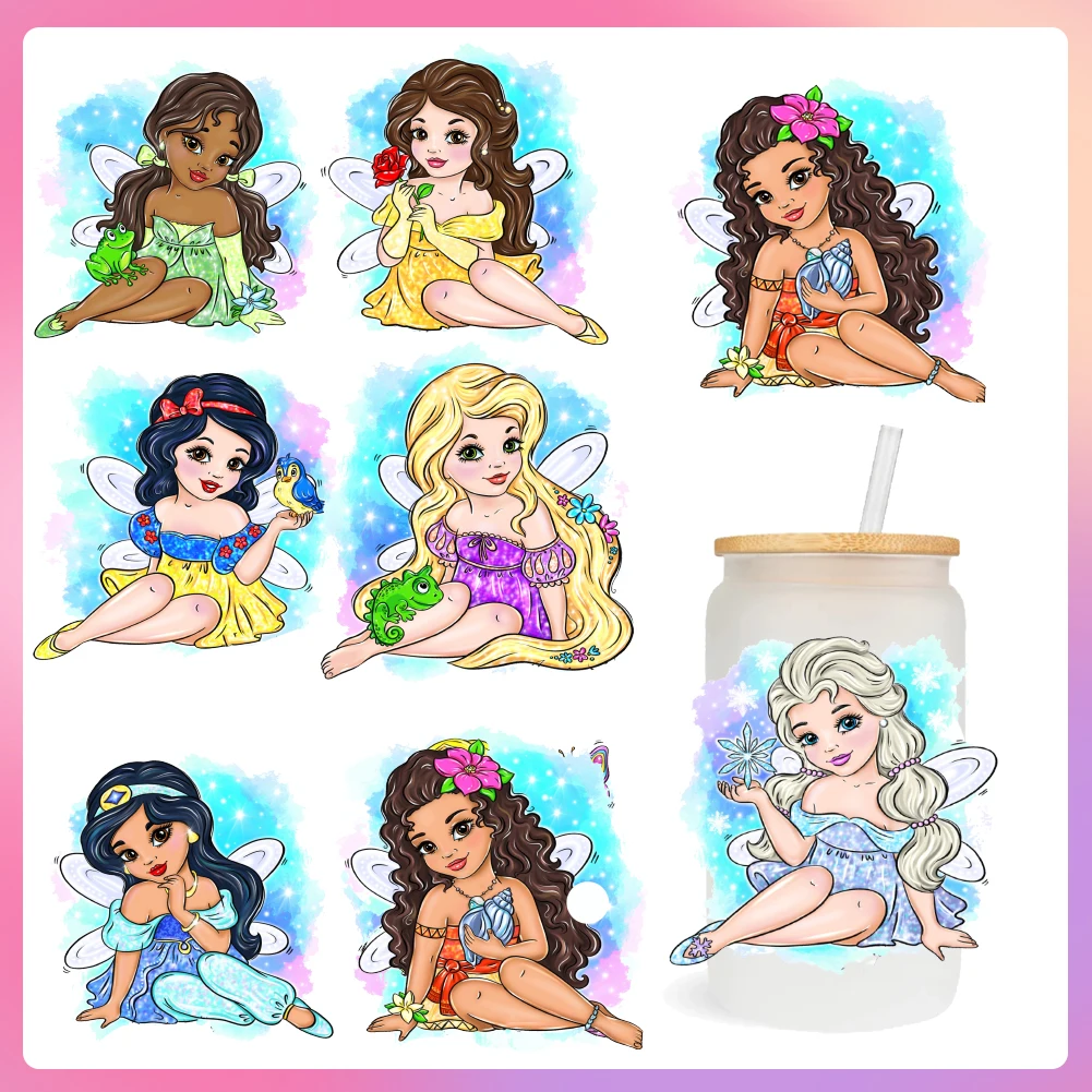 Disney Princess Baby Girl For liberbey 16oz Can Glass 3D Waterproof UV DTF Coffee Can Wrap, Free Bey Glass Wrap, 11x11cm