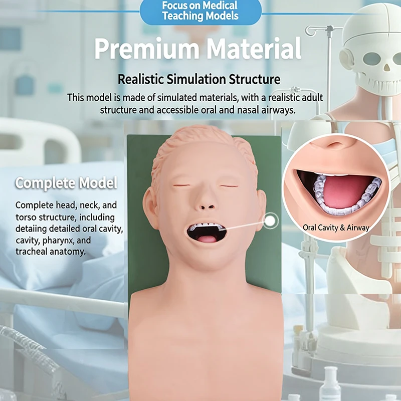 DARHMMY Adult Electronic Tracheal Intubation Simulator Manikin PVC Material Teeth Compressed Alarm Training Model