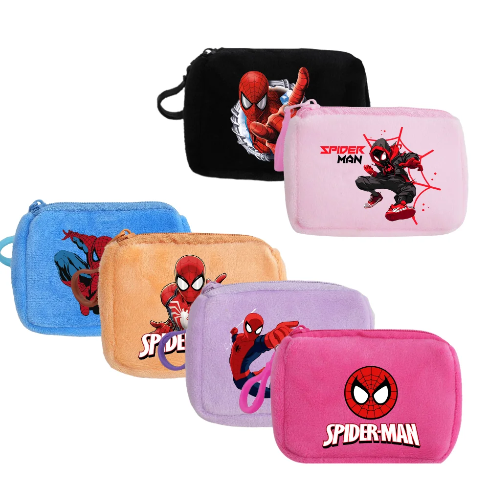 Spider Man Solid Plush Coin Purse Women's Cute Wallet Card Bag Spidermen Keychain Minimalist Coin Bag Wallets for Kid Gift Pouch