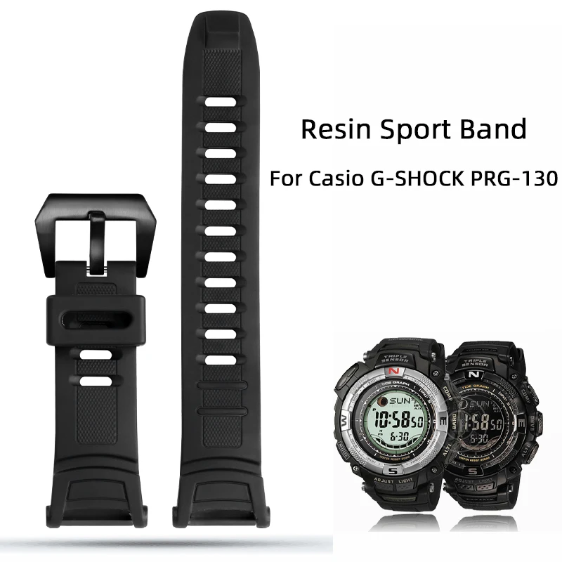 

Черный резиновый спортивный ремешок для Casio G-SHOCK PRG-130, ремешок для часов, водонепроницаемый резиновый сменный Браслет, ремешки для часов