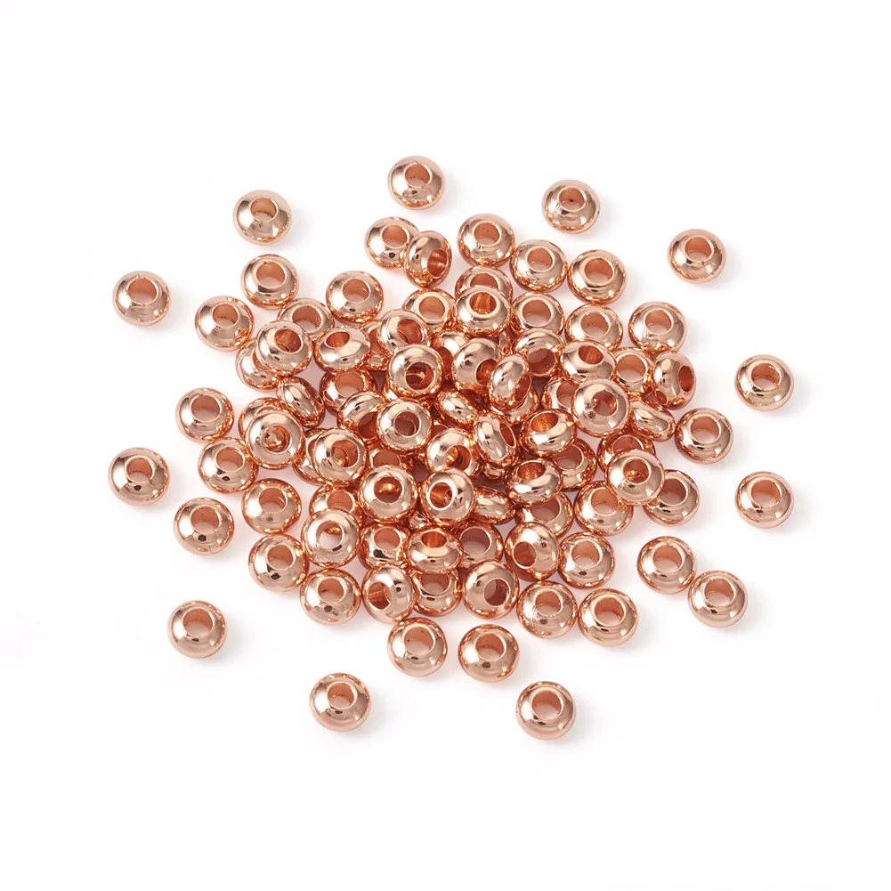 100Pcs 4mm Rose Gold Color Charm Spacer Beads Wheel Bead Flat Round Loose Beads For DIY Jewelry Making Supplies Accessories