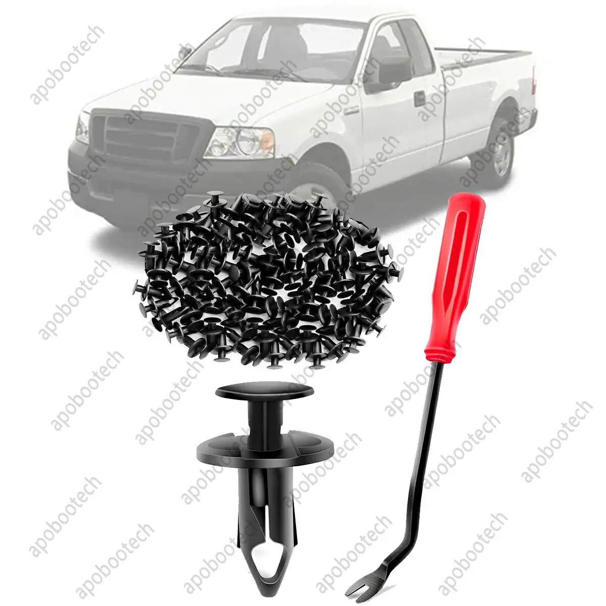 100PCS Nylon Bumper Fastener Rivet Clips for Ford F-150 2004-2006 with 1PC Bonus Fastener Remover Auto Repair Tool Set