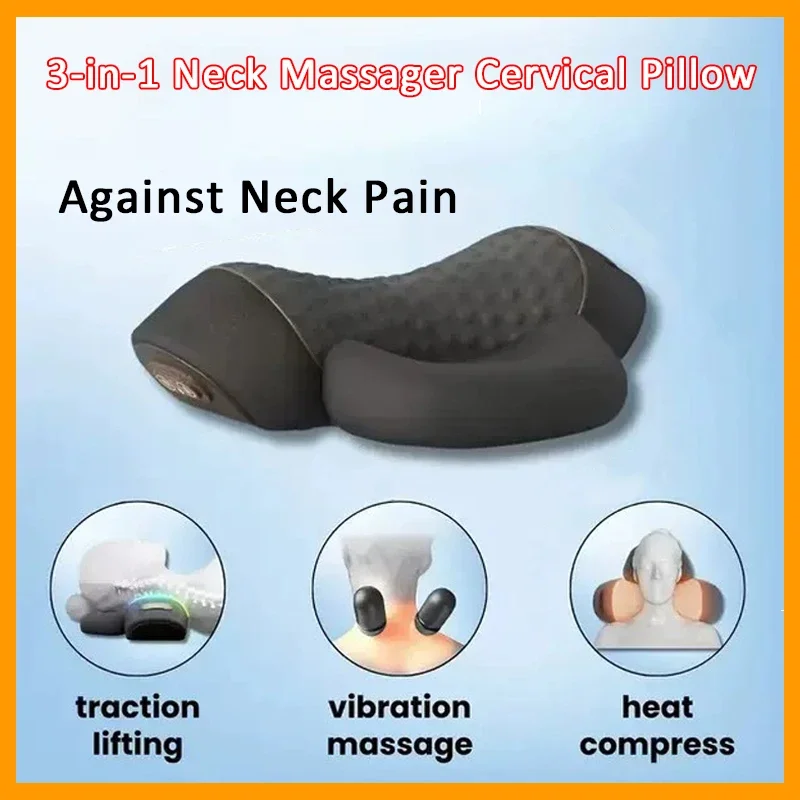 

Soothe-3-in-1 Neck Massager Cervical Pillow Hot Compress Vibration Massage Neck Traction Relax Pillow Spine Support Massager
