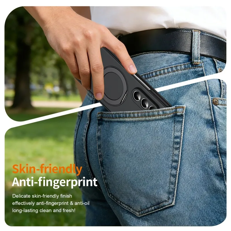 Handyhülle für Samsung Galaxy Z Fold 7 6 5 mit Panzerglas, drehbarem magnetischem Ständer aus Legierung, Fingerabdruckresistent – Detail 11