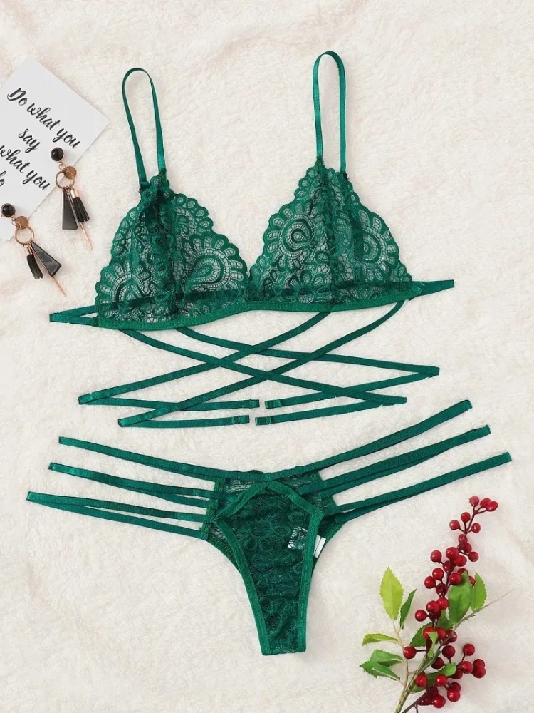 Ensemble de Lingerie Sexy pour femmes, soutien-gorge, culotte Sexy, costume ajouré à 3 points, Lingerie érotique, sangle à trois points, ensemble de Lingerie pour femmes