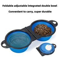 1-piece 2-in-1 foldable dual bowl feeding bowl portable outdoor travel dog and cat drinking bowl pet Supplies
