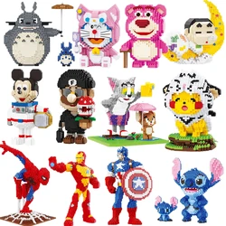 Disney Stitch Story Blocks Mickey Mouse Blocks Spider-Man Cartoon Anime Characters Teaching Children's Toys