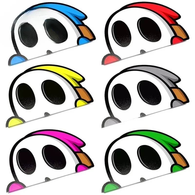 

"JDM Style Cartoon Shy Guy Peeker Vinyl Decal - Chibi Big Head Car Sticker for Windows/Bumpers