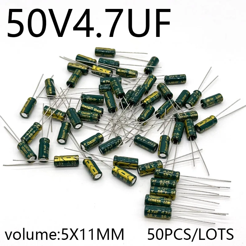 

50pcs/lots 50V4.7UF 5*11 high frequency low impedance aluminum electrolytic capacitor 4.7uf 50v
