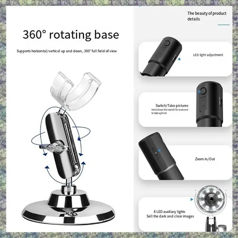 

WON Handheld Digital Microscope Wireless WIFI For Kids Adults 50X-1000X Magnification With 360 Rotate Stand For IOS Android
