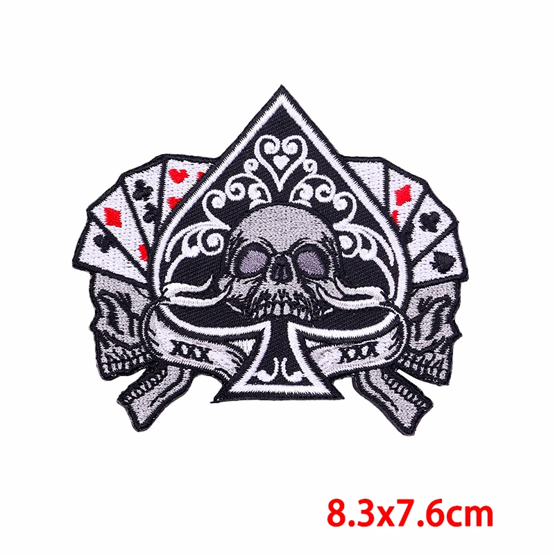 Punk Skull Applique Iron-On Patches–Fusible Sewing Badges for Clothing Skeleton Embroidered Patches to Customize Jackets,Jeans