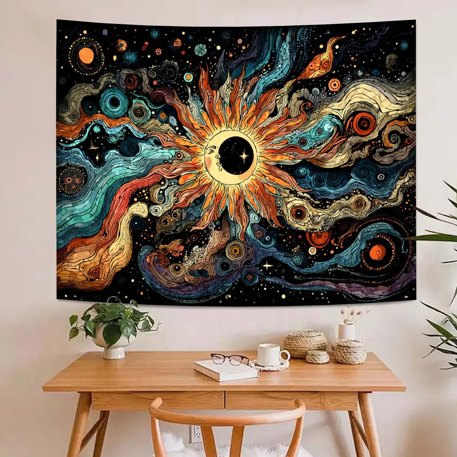 Large Cosmic Galaxy Nebula Tapestry Wall Hanging Boho Space Sunburst Celestial Astrology Mystic Dream Decor Art Poster