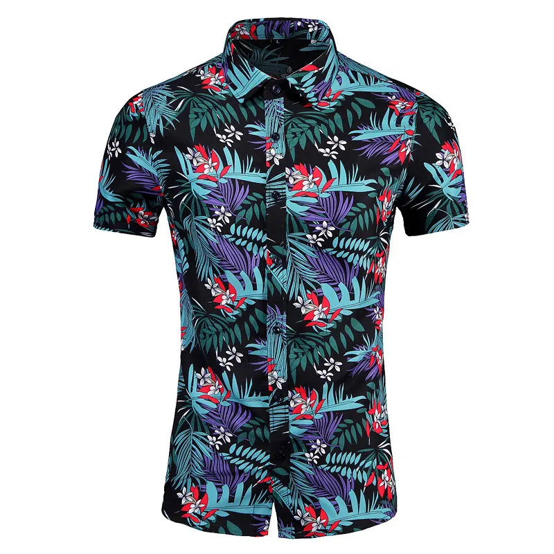 

2026 Summer Men 3D Digital Print Casual Beach Shirt Men Fashion Digital Loose Fit Tops Male Short Sleeve Floral Pattern Shirts
