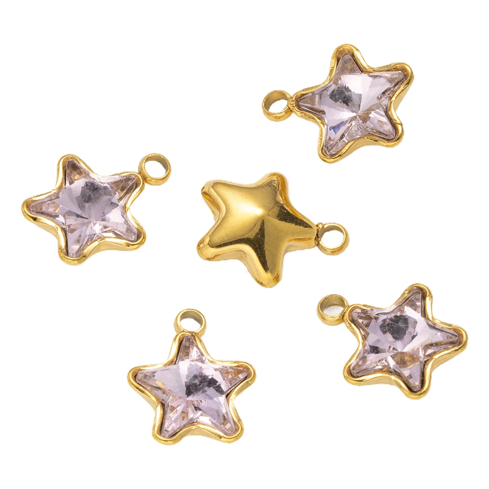 5pcs/Lot Stainless Steel Star Pendants Small  Charms for DIY Necklace Earring Bracelet Jewelry Making Supplies Material Findings