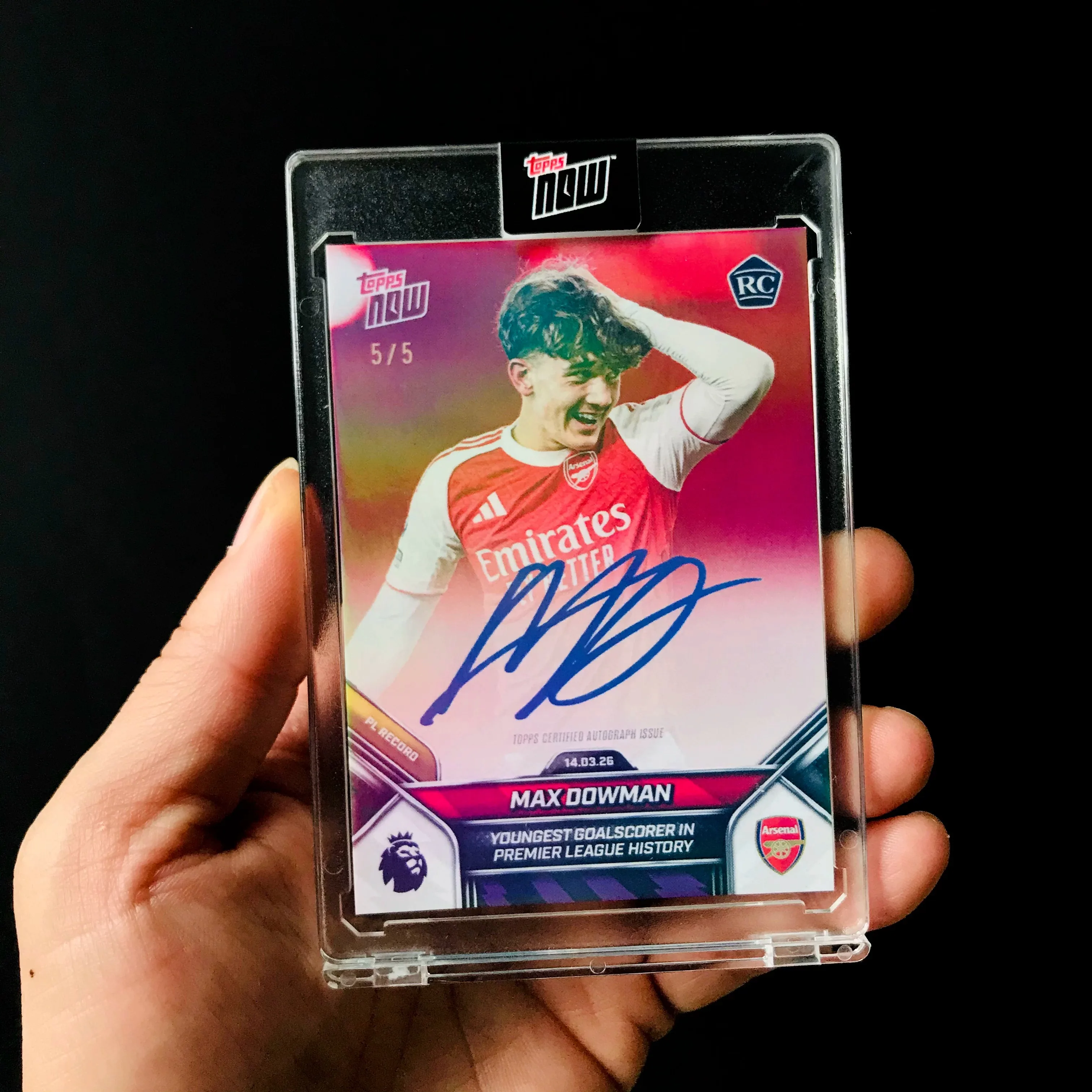 2026TC TN Arsenal 16-year-old genius Dowman Max Dowman rookie signature card replica card printed signature