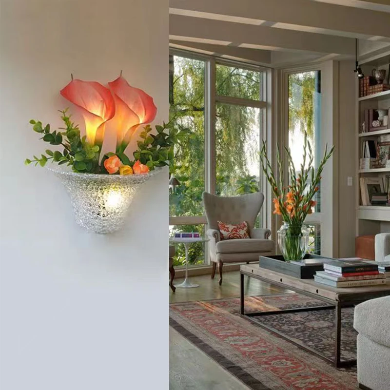 TEMOU Contemporary Flower wall Lamps Romantic Pastoral Decorative For Living Room Corridor Bed Room Decoration Light image 3